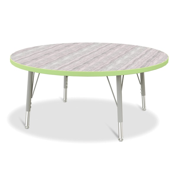 Jonti-Craft Berries Round Activity Table, 42 in. Diameter, E-height, Driftwood Gray/Key Lime/Gray 6468JCE451 - main